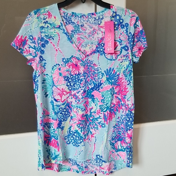 NWT Lilly Pulitzer Etta top multi beach you to it